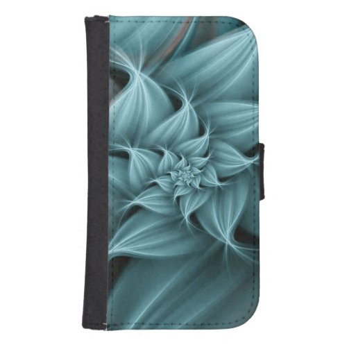 Awesome Turquoise Flower Fractal  Galaxy S4 Wallet Case