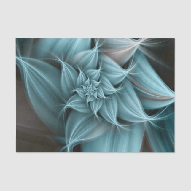 Awesome Turquoise Flower Fractal  Tissue Paper (Front)
