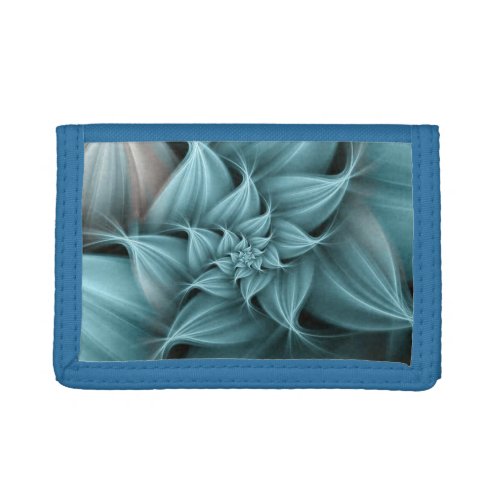 Awesome Turquoise Flower Fractal  Trifold Wallet
