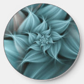 Awesome Turquoise Flower Fractal Wireless Charger (Front)