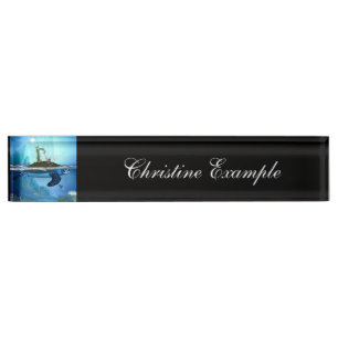 Awesome turtle with fairy and birds desk name plate