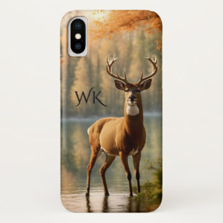 Awesome Twelve Point Buck Autumn Waters Monogram iPhone X Case