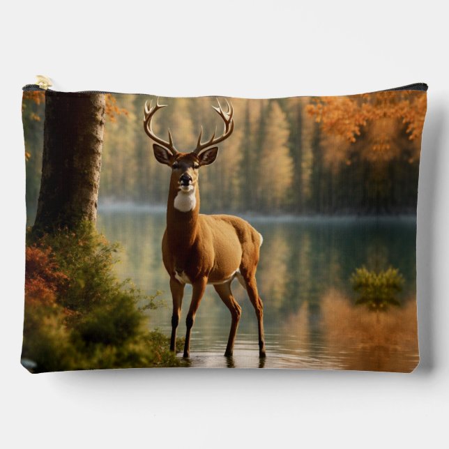 Awesome Twelve Point Buck in Autumn Waters Accessory Pouch (Front)