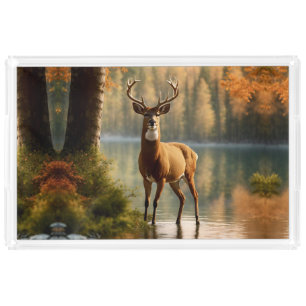 Awesome Twelve Point Buck in Autumn Waters Acrylic Tray