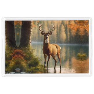 Awesome Twelve Point Buck in Autumn Waters Acrylic Tray