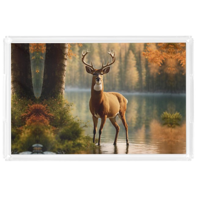 Awesome Twelve Point Buck in Autumn Waters Acrylic Tray (Front)