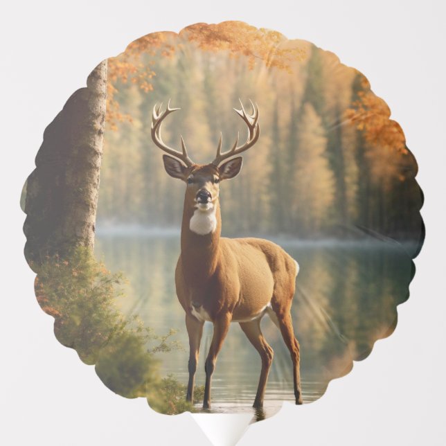 Awesome Twelve Point Buck in Autumn Waters Balloon (Front)