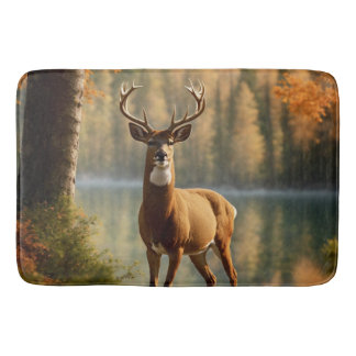 Awesome Twelve Point Buck in Autumn Waters Bath Mat