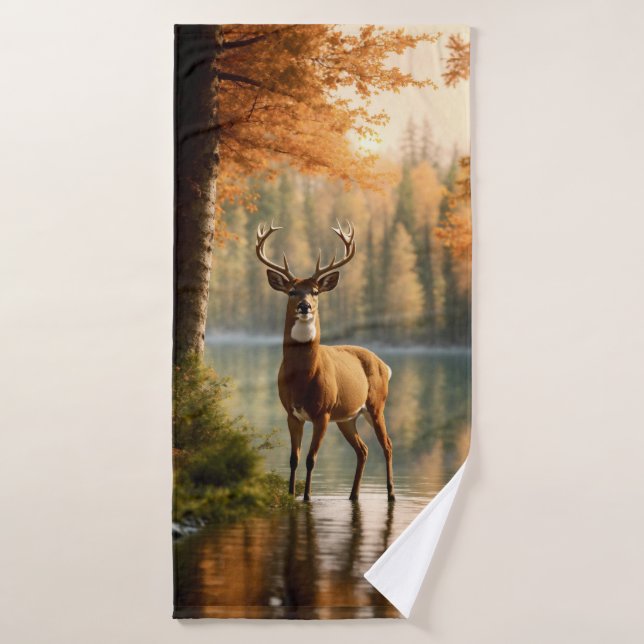 Awesome Twelve Point Buck in Autumn Waters Bath Towel Set (Bath Towel)