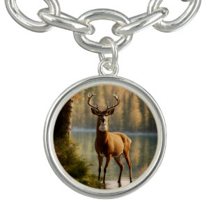Awesome Twelve Point Buck in Autumn Waters Bracelet