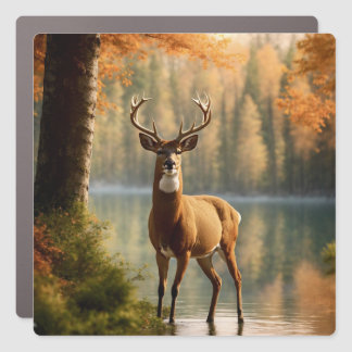Awesome Twelve Point Buck in Autumn Waters Car Magnet