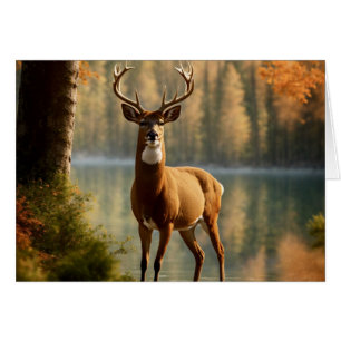 Awesome Twelve Point Buck in Autumn Waters Cards