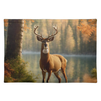 Awesome Twelve Point Buck in Autumn Waters Cloth Placemat