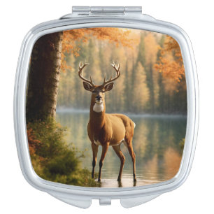 Awesome Twelve Point Buck in Autumn Waters Compact Mirror