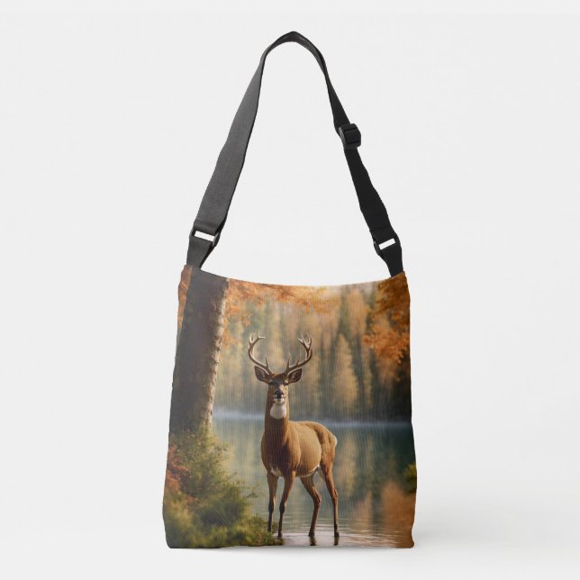 Awesome Twelve Point Buck in Autumn Waters Crossbody Bag (Front)