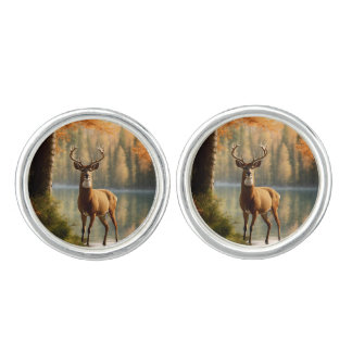 Awesome Twelve Point Buck in Autumn Waters Cufflinks