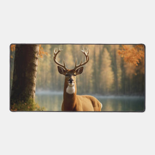 Awesome Twelve Point Buck in Autumn Waters Desk Mat