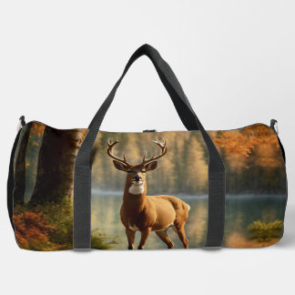 Awesome Twelve Point Buck in Autumn Waters Duffle Bag