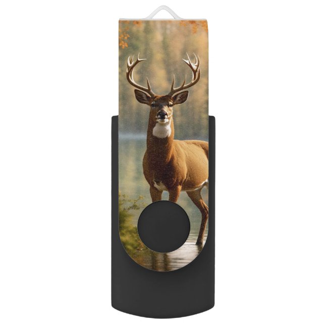 Awesome Twelve Point Buck in Autumn Waters Flash Drive (Front Vertical)