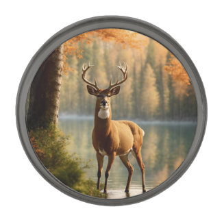 Awesome Twelve Point Buck in Autumn Waters Gunmetal Finish Lapel Pin