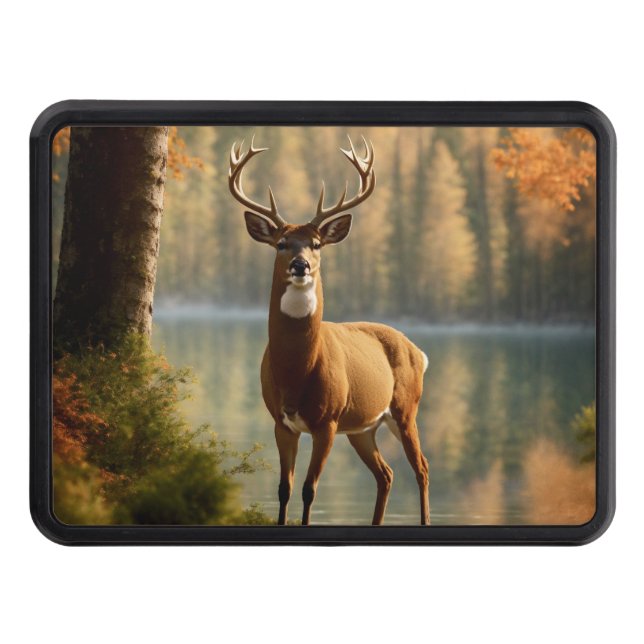 Awesome Twelve Point Buck in Autumn Waters Hitch Cover (Front)