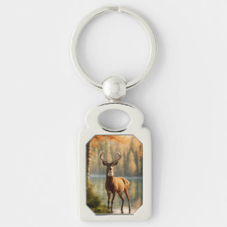 Awesome Twelve Point Buck in Autumn Waters Keychain