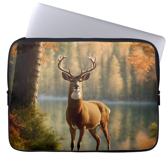Awesome Twelve Point Buck in Autumn Waters Laptop Sleeve (Front)