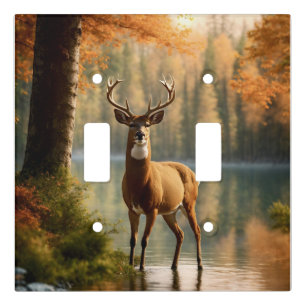 Awesome Twelve Point Buck in Autumn Waters Light Switch Cover