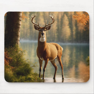 Awesome Twelve Point Buck in Autumn Waters Mouse Pad