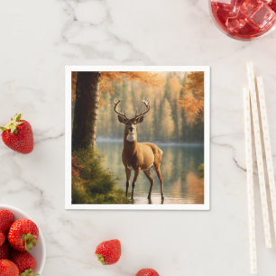Awesome Twelve Point Buck in Autumn Waters Napkins