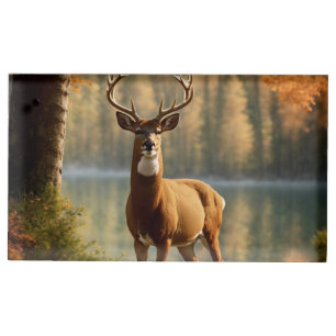 Awesome Twelve Point Buck in Autumn Waters Place Card Holder