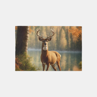 Awesome Twelve Point Buck in Autumn Waters Rug