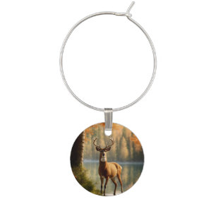 Awesome Twelve Point Buck in Autumn Waters Wine Charm