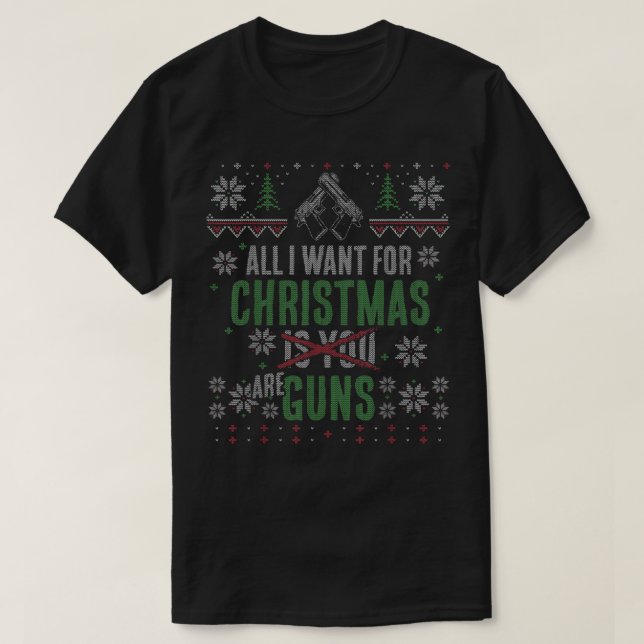 Awesome Ugly Christmas Gun Rights  T-Shirt (Design Front)