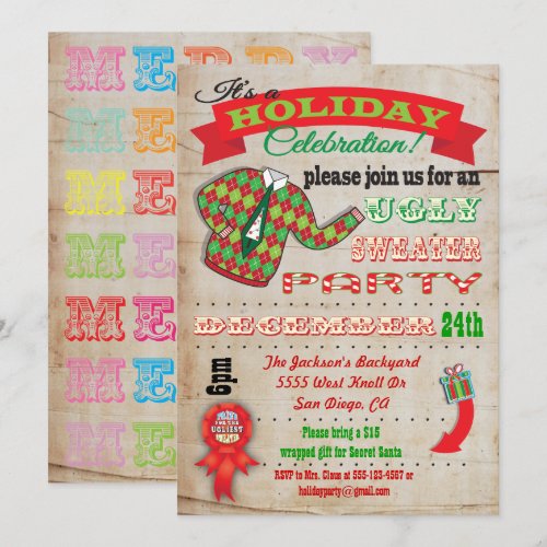 Awesome Ugly Sweater Christmas Party Invitation