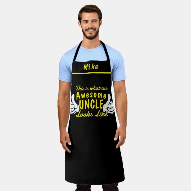 Awesome Uncle Apron - Custom Name Personalized (Worn)