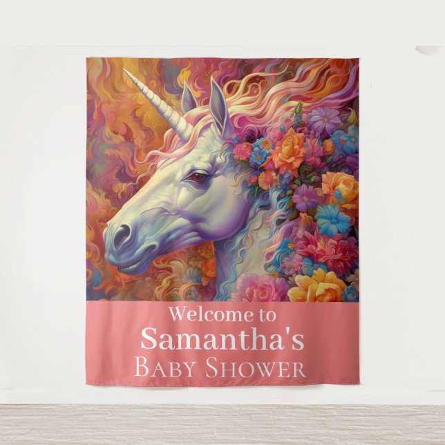 Awesome Unicorn Baby Shower backdrop (Front)