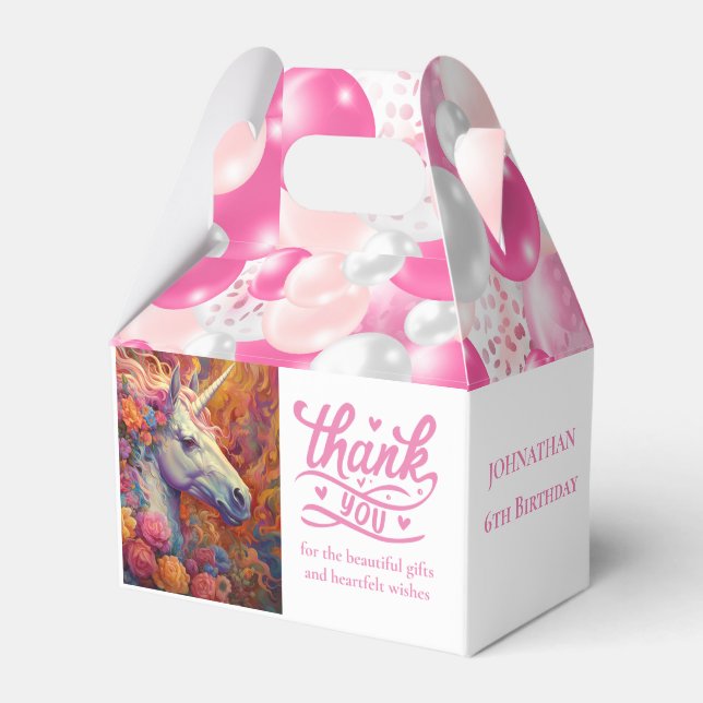 Awesome UNICORN BALLOONS Favor Boxes (Front Side)