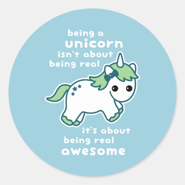 Awesome Unicorn Classic Round Sticker (Front)