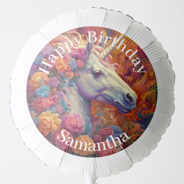 AWESOME Unicorn Happy Birthday Balloon (Front)