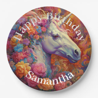 Awesome Unicorn Happy Birthday Paper Plates