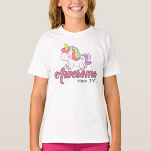 Awesome unicorn rainbow pink cute cartoon birthday T-Shirt