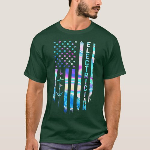 Awesome US Flag Heart Electrician 1  T_Shirt