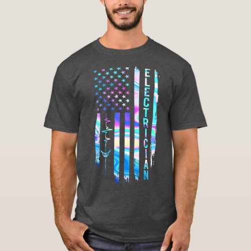 Awesome US Flag Heart Electrician  T_Shirt