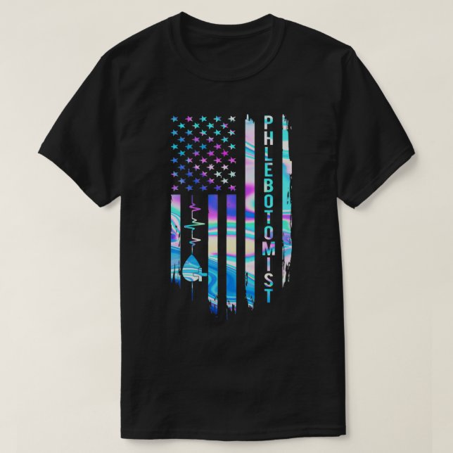 Awesome US Flag Heart Phlebotomist T-Shirt (Design Front)