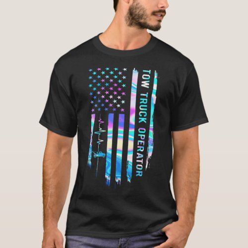 Awesome US Flag Heart Tow truck operator fashion g T_Shirt