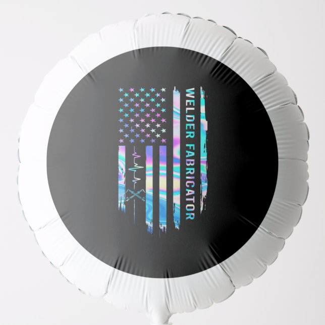 Awesome US Flag Heart Welder Fabricator Balloon (Front)
