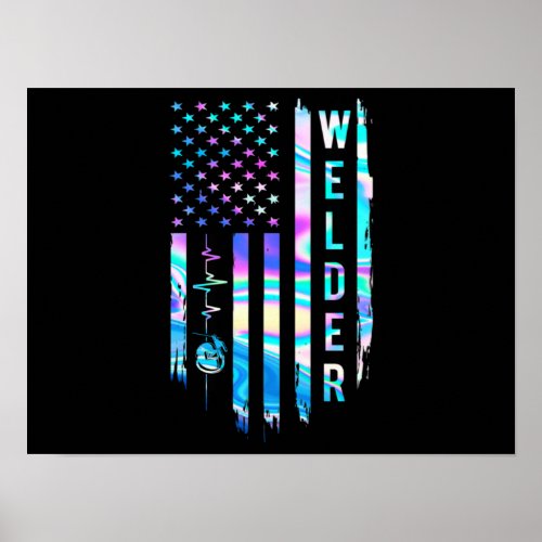 Awesome US Flag Heart Welder Poster