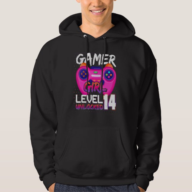 Awesome Video Games Controller Level 14 Unlocked G Hoodie (Front)