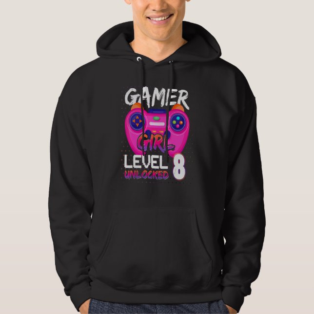 Awesome Video Games Controller Level 8 Unlocked Ga Hoodie (Front)
